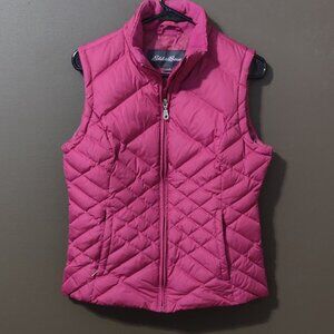 Eddie Bauer Fuchcia Pink Goose Down Vest Women's SMALL